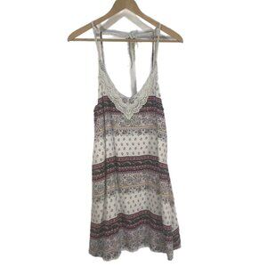 Entro Womens Dress Size Small Paisley Lace Trim Sleeveless Halter Mini Coverup